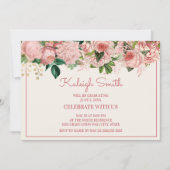 Elegante Blush Pink Floral Graduation Party Einladung (Vorderseite)