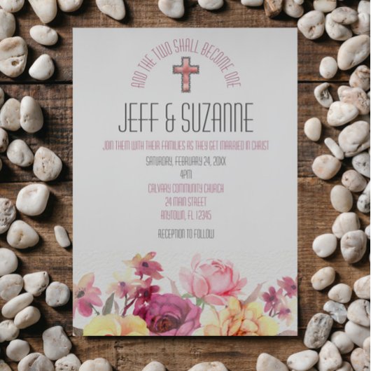 Elegante Blush Pink Floral Inspiration Hochzeit Einladung