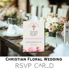 Elegante Blush Pink Floral Inspiration Hochzeit RSVP Karte