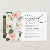 Elegante Blush Pink Floral Script Engagement Party Einladung (Vorne/Hinten)