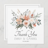 Elegante Blush Pink Floral Wedding Danke Karte (Vorne/Hinten)