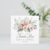 Elegante Blush Pink Floral Wedding Danke Karte (Stehend Vorderseite)