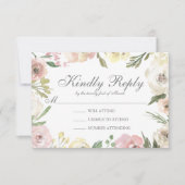 Elegante Blush Pink Floral Wedding Kindly RSVP Car (Vorderseite)