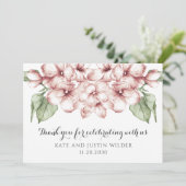 Elegante Blush Pink Floral Wedding Vielen Dank Dankeskarte (Stehend Vorderseite)