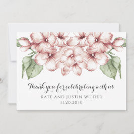 Elegante Blush Pink Floral Wedding Vielen Dank Dankeskarte