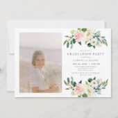 Elegante Blush Pink Foto Graduation Party Einladung (Vorderseite)