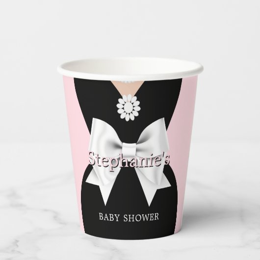 Elegante Blush Pink Glam Tiffany Babydusche Pappbecher (Rückseite)