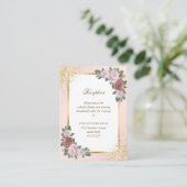 Elegante Blush Pink Gold Floral Hochzeitsempfang Begleitkarte (Stehend Vorderseite)