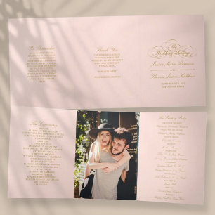 Elegante Blush Pink & Gold Hochzeit Dreifach-gefaltete Programmkarte