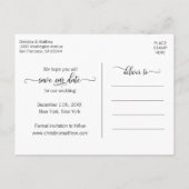 Elegante Blush Pink & Graue Hochzeit SPAREN SIE DA Ankündigungspostkarte (Rückseite)