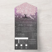 Elegante Blush Pink Heart Leaf Tree Wedding All In One Einladung (Innen Boden)