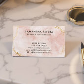 Elegante Blush Pink-Marmor-Monogramm-Vorlage Visitenkarte