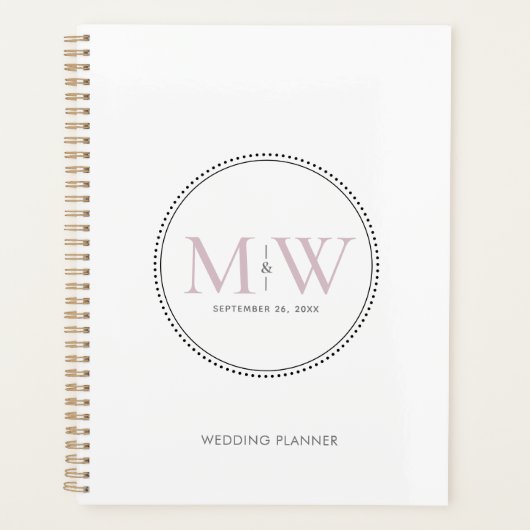 Elegante Blush Pink Monogram Wedding Planer (Vorderseite)