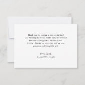 Elegante Blush Pink Navy Blues Hochzeit Dankeskarte (Rückseite)