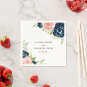 Elegante Blush Pink Navy Blues Hochzeit Serviette (Beispiel)