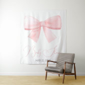 Elegante Blush Pink Pastel Bow Baby Dusche Wandteppich (Beispiel)