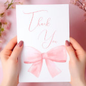 Elegante Blush Pink Pastel Bow Girl Babydusche Dankeskarte