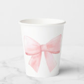 Elegante Blush Pink Pastel Bow Girl Babydusche Pappbecher (Rückseite)
