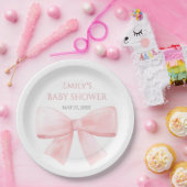 Elegante Blush Pink Pastel Bow Girl Babydusche Pappteller (Party)