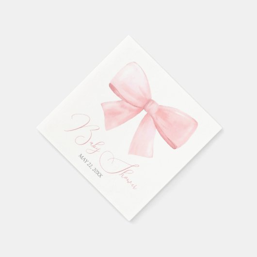 Elegante Blush Pink Pastel Bow Girl Babydusche Serviette (Ecke)