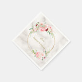 Elegante Blush Pink Peonies Bloom Gold Wedding Serviette (Ecke)