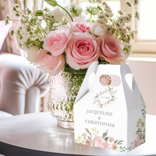 Elegante Blush Pink Peony Blumengarten Hochzeit Geschenkschachtel