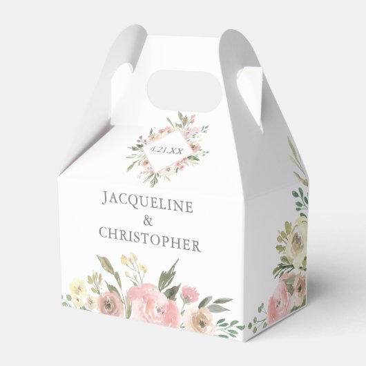 Elegante Blush Pink Peony Blumengarten Hochzeit Geschenkschachtel (Vorderseite)