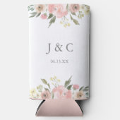 Elegante Blush Pink Peony Floral Monogram Wedding Selters Dosenkühler (Vorderseite)