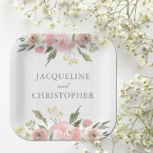 Elegante Blush Pink Peony Floral Spring Wedding Pappteller