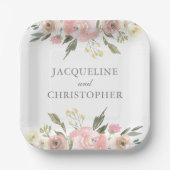 Elegante Blush Pink Peony Floral Spring Wedding Pappteller (Vorderseite)