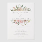 Elegante Blush Pink Peony Floral Spring Wedding Pergament Einladungen (Vorderseite)
