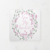 Elegante Blush Pink Peony Floral Wedding Dreifach Gefaltete Einladung (Cover)