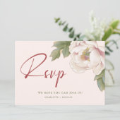 Elegante Blush Pink Peony Floral Wedding RSVP Card Einladung (Stehend Vorderseite)