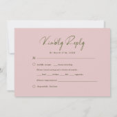 Elegante Blush Pink Peony Floral Wedding RSVP Card Einladung (Rückseite)
