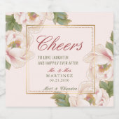 Elegante Blush Pink Peony Floral Wedding Schaumweinetikett (Einzelnes Label)