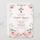 Elegante Blush Pink Rose Bloral Taufe Einladung (Vorderseite)