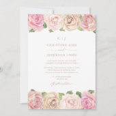 Elegante Blush Pink Rose Blumenhochzeit Einladung (Vorderseite)