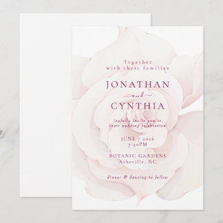 Elegante Blush Pink Rose Blumenhochzeit Einladung