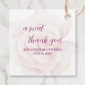 Elegante Blush Pink Rose Blumenhochzeit Geschenkanhänger (Rückseite)