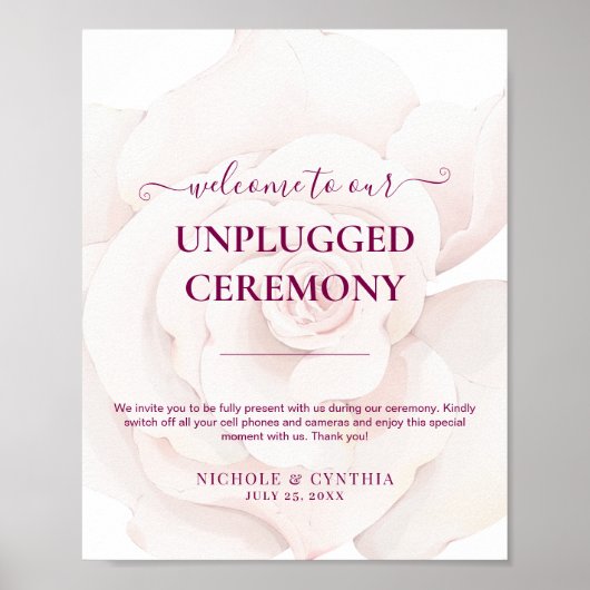 Elegante Blush Pink Rose Blumenhochzeit Poster (Vorne)