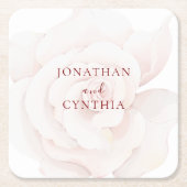 Elegante Blush Pink Rose Blumenhochzeit Rechteckiger Pappuntersetzer (Vorderseite)