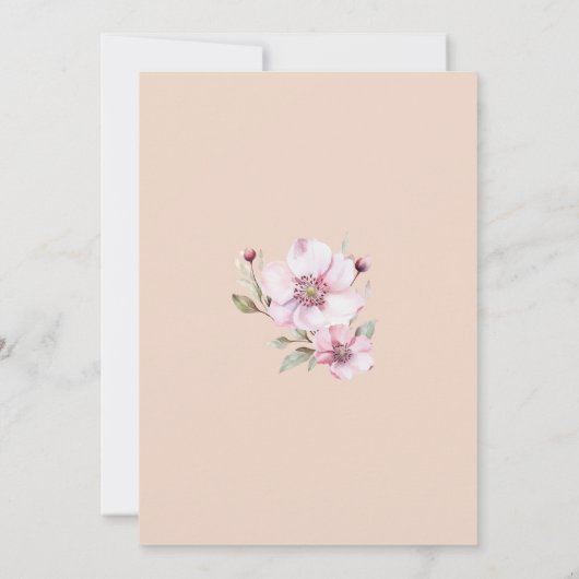 Elegante Blush Pink Rose Blütendusche Einladung (Rückseite)