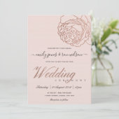 ELEGANTE BLUSH PINK ROSE GOLD FLORAL WEDD EINLADUNG (Stehend Vorderseite)