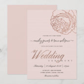 ELEGANTE BLUSH PINK ROSE GOLD FLORAL WEDD EINLADUNG (Vorne/Hinten)