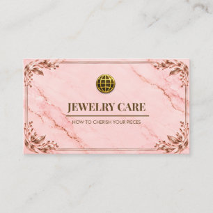Elegante Blush-Pink-Roségold-Schmuckpflegekarte Visitenkarte