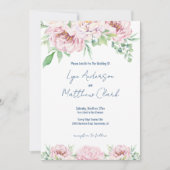 Elegante Blush Pink Roses Bläserne Hochzeit Einladung (Vorderseite)