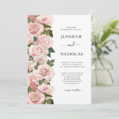 Elegante Blush Pink Roses Bläserne Hochzeit Einladung (Stehend Vorderseite)
