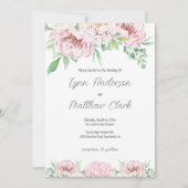 Elegante Blush Pink Roses Bläserne Hochzeit Einladung (Vorderseite)
