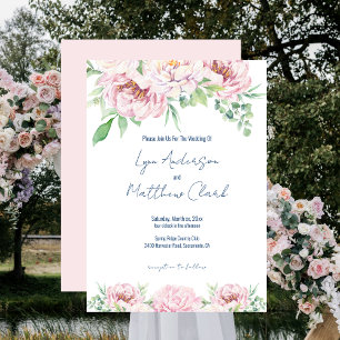 Elegante Blush Pink Roses Bläserne Hochzeit Einladung