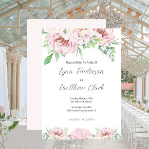 Elegante Blush Pink Roses Bläserne Hochzeit Einladung